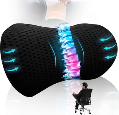 Ergonomisch Geheugenfoam Kussen voor Lendensteun met Bandjes voor Rugpijn, Auto en Kantoorstoelen, Ideaal voor Ontspanning en Reizen