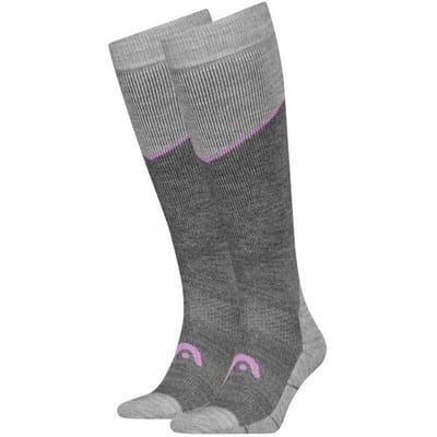 HEAD Skisokken Kneehigh - 2 paar - Light Grey Melange / Lilac - Maat 31/34