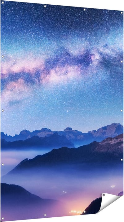 Gards Tuinposter Melkweg bij de Bergen in Itali� - 120x180 cm - Tuindoek - Tuindecoratie - Wanddecoratie buiten - Tuinschilderij