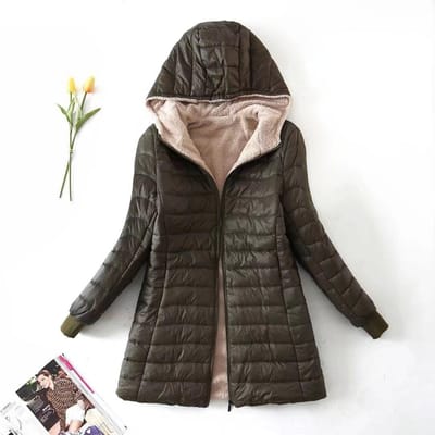 Dames Katoenen Jas Winter Herfst Lamsvacht Jassen Dames Capuchon Gewatteerde Kleding Dames Plus Size Lange Mouw Ultra Licht Katoenen Jas S
