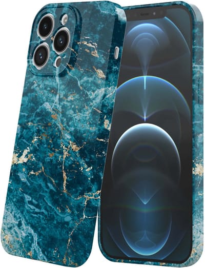 Smartphonica Telefoonhoesje Geschikt voor iPhone 12 Pro met Blauw Goud Marmer Opdruk - Flexibel Softcase TPU - Backcover Case Blue Gold Marble Design geschikt voor iPhone 12 Pro