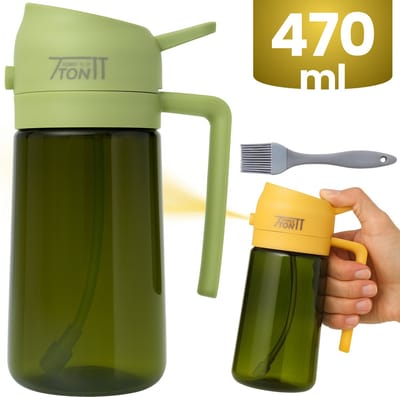 Olijfolie Sprayer - 470 ML - Glas - Olijfolie Fles Verstuiver voor Keuken - Oliespray - Oliefles - Olie Pomp Bakspray - Cooking Spray - Groen