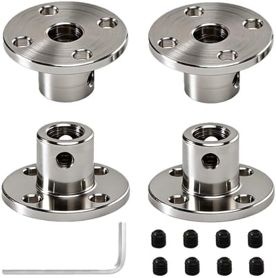 Set van 4 flenskoppelingen 5 mm binnendiameter voor motorgeleiding en askoppeling, inclusief M3 schroeven en inbussleutel voor RC modelmotoren en hobbyprojecten