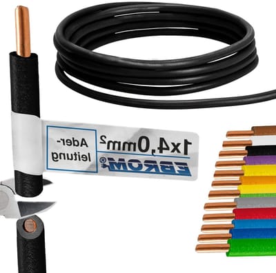 Aderleiding Enkele Draad - Stijve Kabel - Interne Bedrading - Vollkoper 99.9% - 4 mm² 65 Meter - Zwart