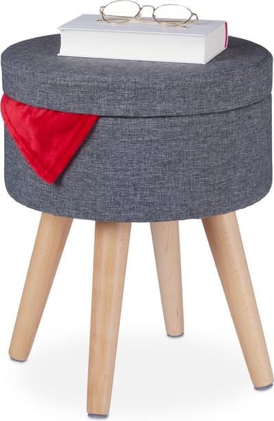 krukje - met opbergruimte - met tafelblad - 45,5 x 37 cm - stof - houten poten