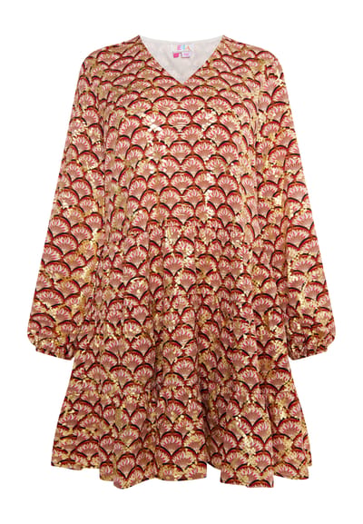 IZIA Jurk Dames Camel Veelkleurig
