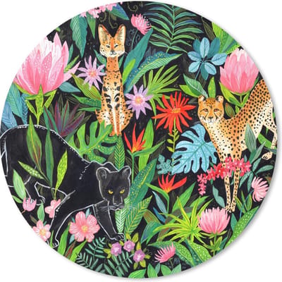 Muismat rond 20x20 cm - Mousepad Jungle - Dieren - Bladeren - Bloemen - Ronde muismatten