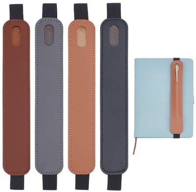 Dailygoods- Penhouder 4 Stuks - Verstelbare Pennenhouder - PU Leer - Geschikt voor Notitieboek - Diverse Kleuren - Functionele Pennenopslag - Pennenzak