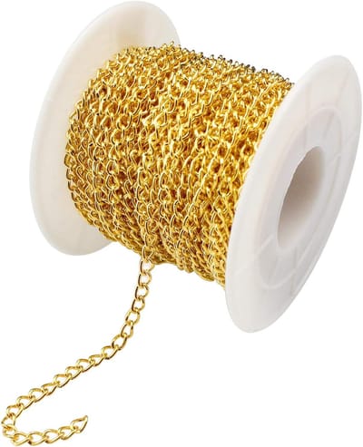 Ketting van 10 m voor het maken van sieraden, schakelketting, vergulde kabelketting voor doe-het-zelf halsketting, armband en handwerk (4 * 2,7 mm)