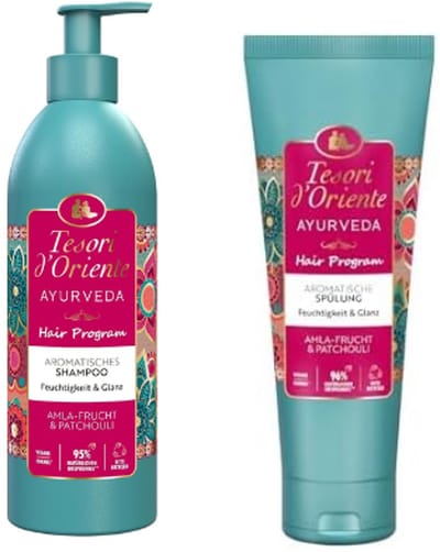 Tesori d’Oriente Ayurveda Haarverzorging Set - Shampoo & Conditioner | 1x 250 ml & 1x 200 ml - Amla & Patchouli | Hydratatie & Glans