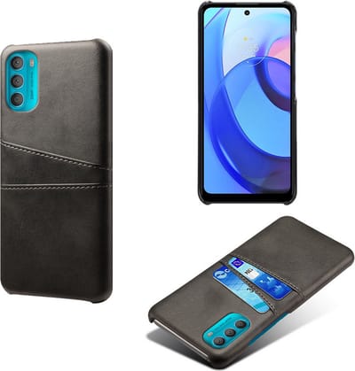 Back Cover met Opbergvakjes + Anti-Static Glas Screenprotector voor Motorola Moto G71 5G _ Zwart
