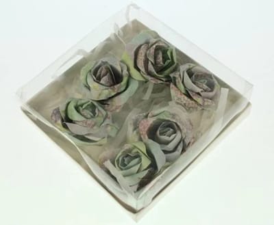 Doosje bloem blauw s/6 7,5x4cm