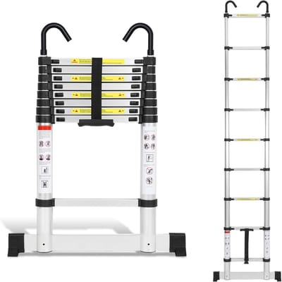 Telescopische Ladder - Uittrekbare Ladder - Klus Klussen - Afneembare Haken - 26 Meter - Aluminium