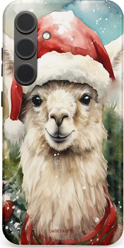 Casetastic hoesje geschikt voor Samsung Galaxy S24 Plus - Dubbellaagse bescherming - Kerst Lama - Fashion Case - Taupe Lichtgrijs Donkergrijs Saliegroen