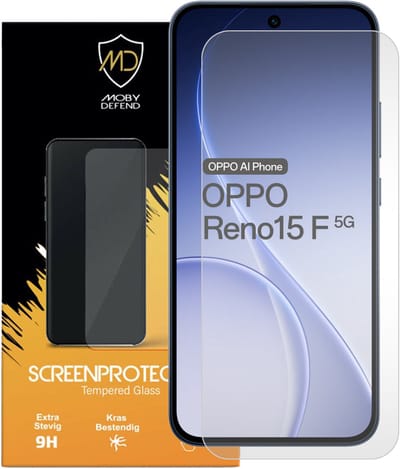 MobyDefend Screenprotector - Geschikt voor Oppo Reno15 F / Oppo Reno15 FS - Case-Friendly Screensaver - Gehard Glas