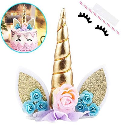 Unicorn taart set - taartdecoratie verjaardag – Party – Kids – Feest - Eenhoorn versiering - Taart versiering - Taarttopper verjaardag - LOUZIR