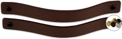 Leren handgrepen - Kastanje Bruin - 2 stuks - 20 x 2,5 cm - incl. 3 kleuren schroeven - Handgrepen leer - Leren meubelgreep - Leren handvaten kast - Leren lus - Handgreep kast leer - Leren greepjes - Handvat leer - Leren deurgreep - Leren handgreep