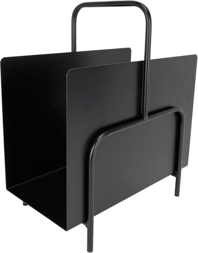 TIJDSCHRIFTEN HOUDER / MAGAZINEREK WITH HANDLE ZWART 35X20XH41CM METAAL