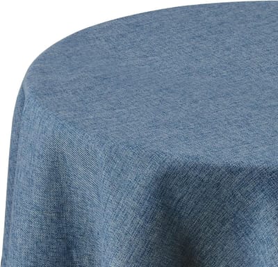 Famanu - Tafelkleed linnenlook waterdicht rond tafelkleed wasbaar lotuseffect tafelkleed, Blauw, 140 CM
