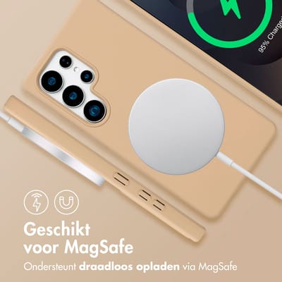 imoshion Hoesje - Geschikt voor Samsung Galaxy S25 Ultra - Color Backcover met afneembaar koord Magnetische Ring - Beige