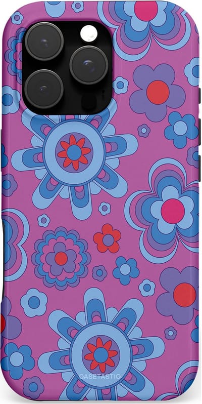 Casetastic hoesje geschikt voor Apple iPhone 16 Pro - MagSafe - Dubbellaagse bescherming - Retro relax - Fashion Case - Lavendel Lichtblauw