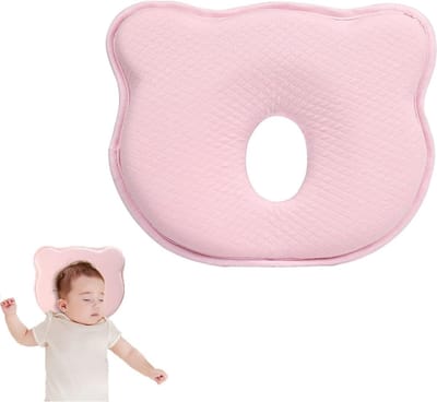 Babykussen, zacht nekbescherming kinderkussen, pasgeboren traagschuim reiskussen, 0-12 maanden babykussen, wieg pasgeboren kussen, kussen voor babyauto - roze