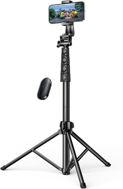 Famanu – Telefoonstatief 170 cm met bluetooth afstandsbediening, stabiel en draagbaar statief voor smartphones