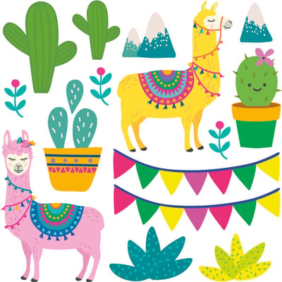 Muurstickers - BERGLAMA'S - zelfklevende sticker met transparante achtergrond - 60x60cm