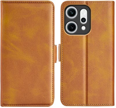 MobyDefend Hoesje - Geschikt voor Oppo Reno14 - Luxe Wallet Book Case (Sluiting Zijkant) - Lichtbruin