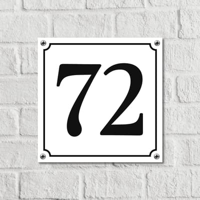 Huisnummerbord Wit Dibond Deluxe - Nummer 72 - incl. bevestiging | - naambord - nummerbord - voordeur