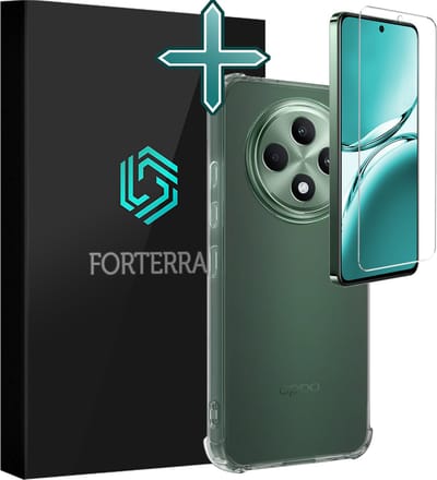 Hoesje Met Screenprotector - Geschikt voor Oppo Reno 12 F - Sterk & Shockproof - Back Cover - Siliconen Case - Telefoon Hoes - Shock Proof - Transparant
