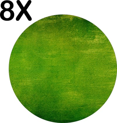 Luxe Ronde Placemat - Groene Vegen Achtegrond - Set van 8 Placemats - 50x50 cm - 2 mm dik Vinyl - Anti Slip - Afneembaar