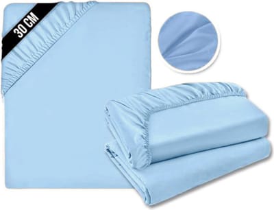 DailySupplies® Matrasovertrek 180x200 - Hoeslaken - Matrashoes - Super Zacht - Licht Blauw