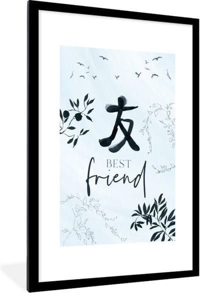 Fotolijst incl. Poster - BFF - Quotes - Best friend - Spreuken - Vrienden - 60x90 cm - Posterlijst