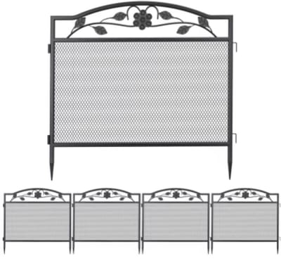 Tuinhek - Perkafzetting - 400x80cm - Voor Buiten - Zwaar Metaal Huisdier - Borderrand - 5 stuks - Voortuin