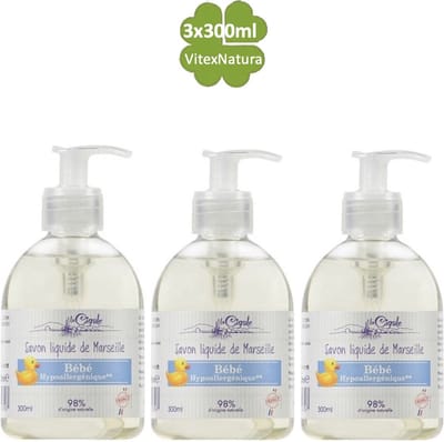 La Cigale 3x300ml Baby douche gel verzorging ♥ Marseille Babyzeep vloeibaar Hypoallergeen. Zonder conserveermiddel, kleurstoffen, geur