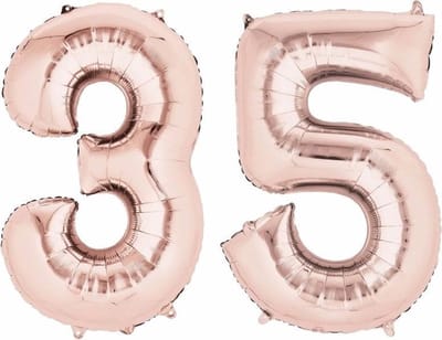 35 jaar verjaardag - Folie ballon cijfers - rose goud - 88 cm - versiering - feestarteikelen