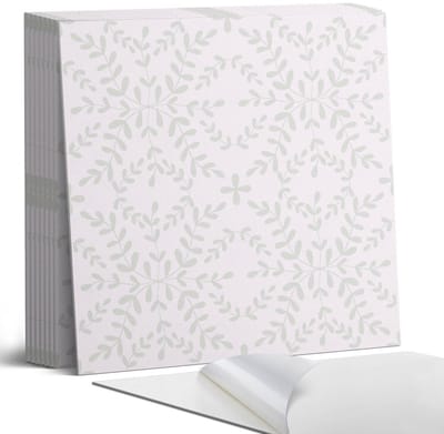 Coloray Plaktegels - Fijn plantenpatroon Portugese Tegels - 30 cm x 30 cm - Grijs Plaktegels - 9 stuks - Vierkant PVC Tegels - Plaktegels Keuken - Zelfklevende Vloertegels - Vinyl Tegels Zelfklevend - Zelfklevende Tegels