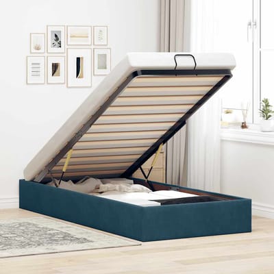 vidaXL - Bedframe - zonder - matras - 80x200 - cm - fluweel - donkerblauw