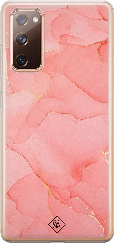 Casimoda® hoesje - Geschikt voor Samsung S20 FE - Marmer Roze - Backcover - Siliconen/TPU - Roze
