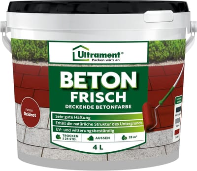Ultrament Beton Frisch, dekkende betonverf, vloerverf, 4 liter, (rood)
