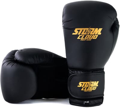 StormCloud Rookie - Bokshandschoenen - Categorie: Rękawice bokserskie ze skóry syntetycznej - Kleur: Zwart/Goud - Maat: 14oz