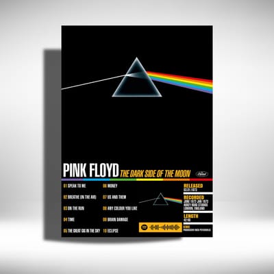 Pink Floyd - The Dark Side Of The Moon - album cover - metalen poster - 30x40cm
