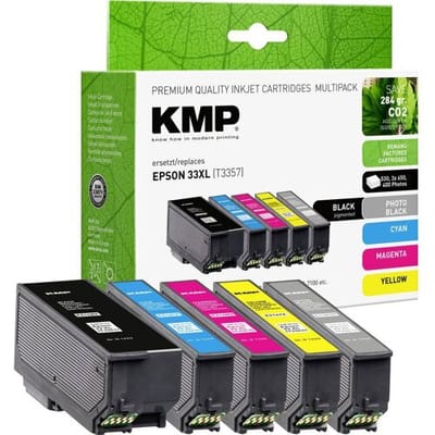 KMP Inktcartridge vervangt Epson 33XL, T3357, T3351, T3361, T3362, T3363, T3364 Compatibel Combipack Zwart, Cyaan, Magenta, Geel E216VX 1633,4055