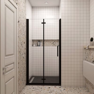 Douchedeur vouwdeur mat zwart Profiel 76x195cm, 6mm NANO EasyClean veiligheidsglas