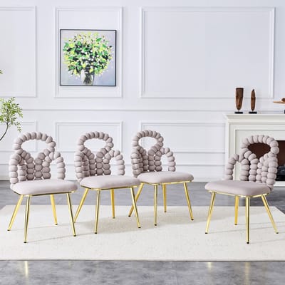 REDOM Eetkamerstoelen Set Van 2 - Open Rugleuning - Modern - Metaal En Fluweel - Lichtgrijs