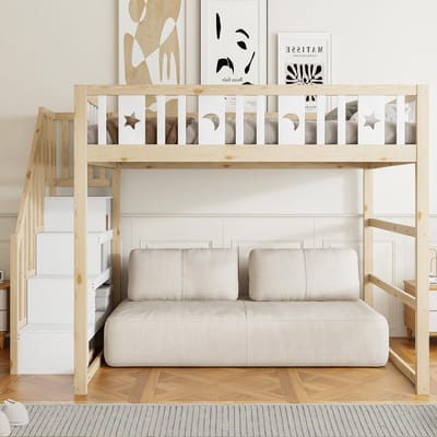 VVBV Houten Stapelbed 140x200 cm met Uitvalbeveiliging, Voor Kinderen/Tieners - Trap/Ladder - Massief Hout