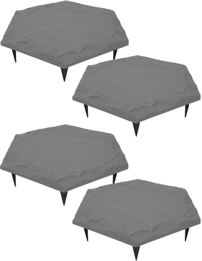 Allecto - Hexagon Buitenstepping Stones - 4 Stuks - Decoratieve Tuintegels - 17 Inch - Grijze kleur - Voor tuin en terras - Sterk en duurzaam - K