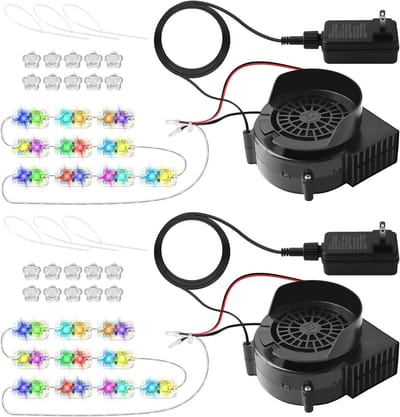Opblaasbare Decoratie Ventilator - Luchtpomp Accessoire - Feestelijke Decoratie Opzetten - Met LED Verlichting - 2.5A - Zwart