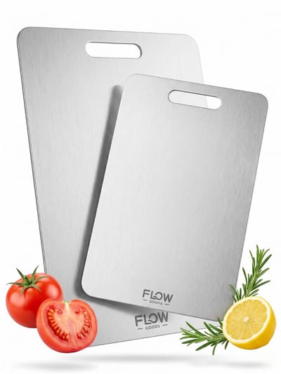 Flow Goods RVS Snijplanken Set - 2-Delig - Snijplanken - PFAS Vrij - Roestvrij Staal